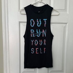Nike Women's Black 'Out Run Yourself' Muscle Tee Size XS Dri-Fit